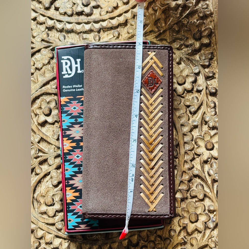 Red Dirt Hat Co Rodeo Wallet Brown Tan Leather Suede - Picture 3 of 9